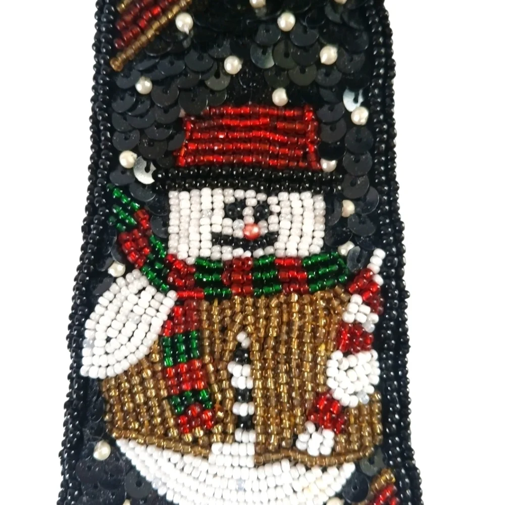 Milor SM Necktie Xmas Party Holiday Snowman Embellished Beaded N Sequins Satin
